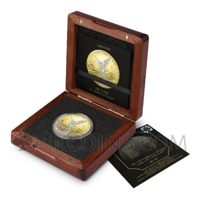 Libertad - 24k Gold & Diamond Dust 1 Onza 1oz Mexico 2023 - Image 4